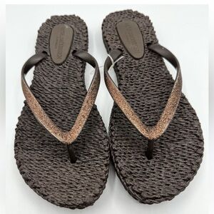 Ilse Jacobsen Bronze Metallic-Strap Woven Sandals